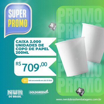 Super Promoção - Copo de papel 200ml Branco - 2.000 unidades